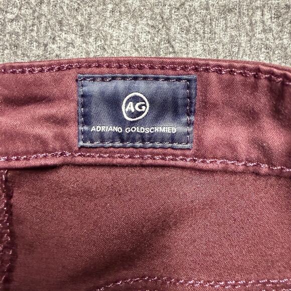 AG Adriano Goldschmied Jeans Womens 24 Burgundy Prima Crop Mid Rise Cigarette - Picture 2 of 8